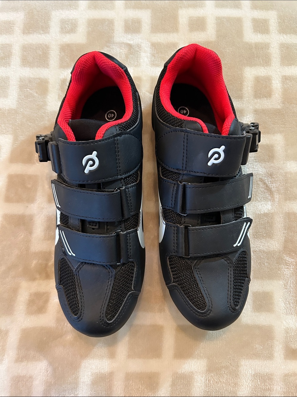 Peloton PL-SH-02 Black Cycling Shoes with Red Interior - Size 40